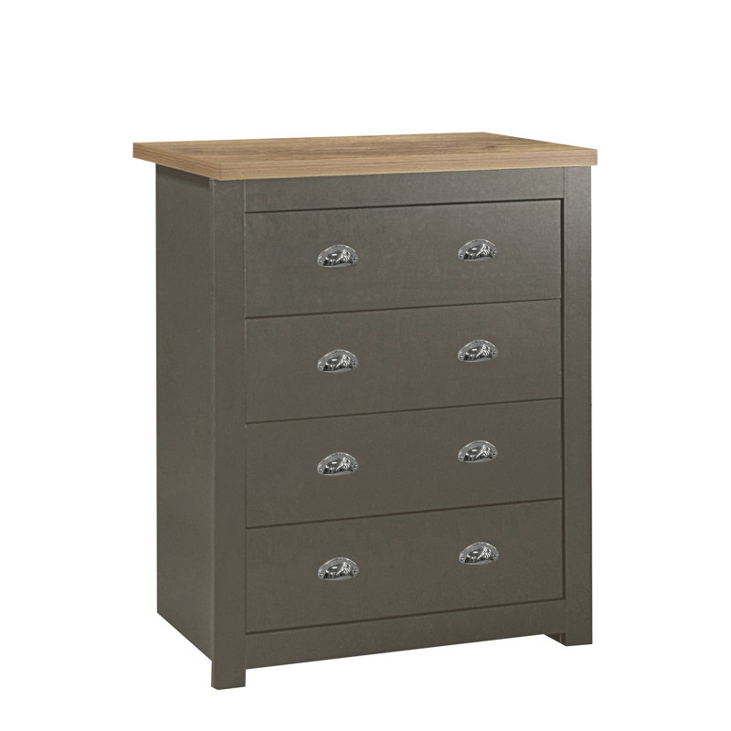 Highgate 4 Drawer Chest, Dark Grey/Oak