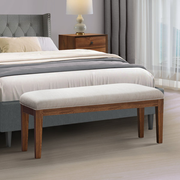 Red Barrel Studio® Isaura Linen Upholstered Bench & Reviews | Wayfair