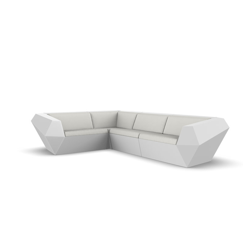Faz 122.5" Wide 4-Seat Outdoor Reversible Patio Sectional with Cushions, White, White