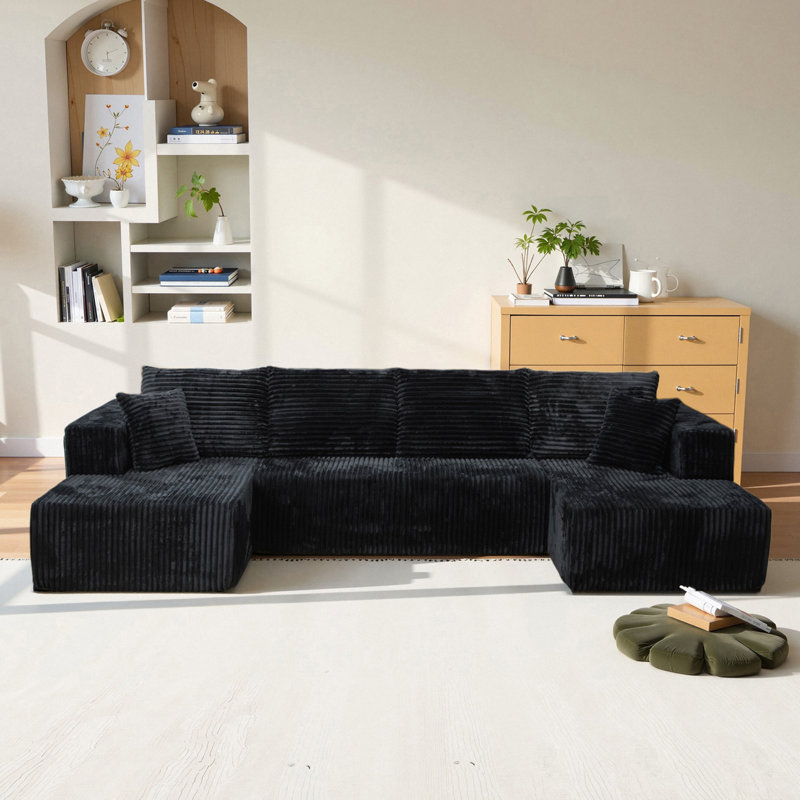 U-Shaped Modular Compression Sofa, Black