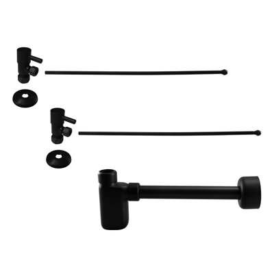 Pedestal Sink Installation Kit with Flat Trap and 1/4-Turn Lever Angle Stops