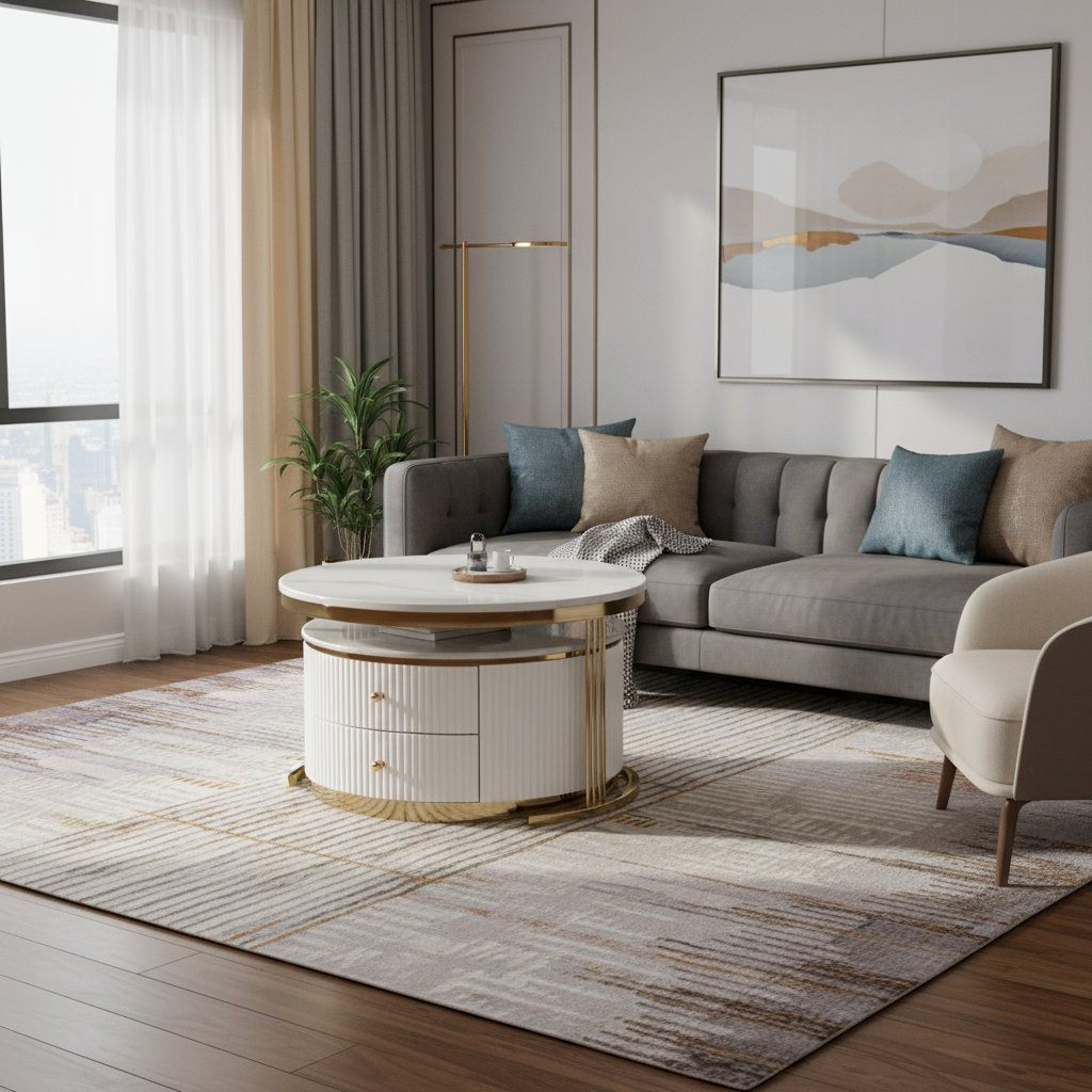 Mercer41 Modern 2-piece White Round Nesting Coffee Table With Drawers ...