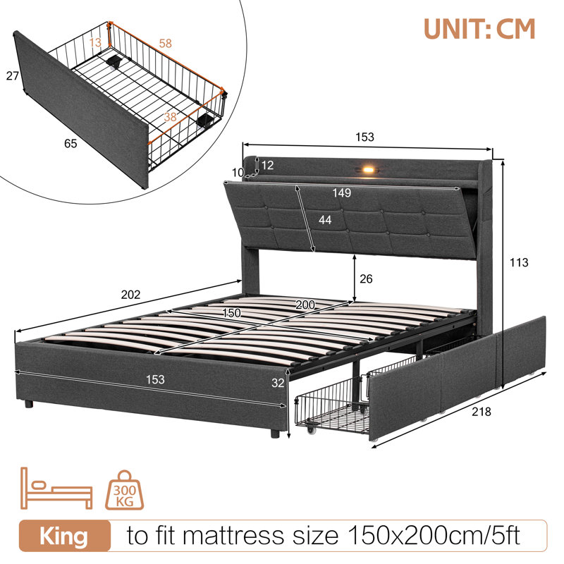 Metal Ottoman Storage Bed