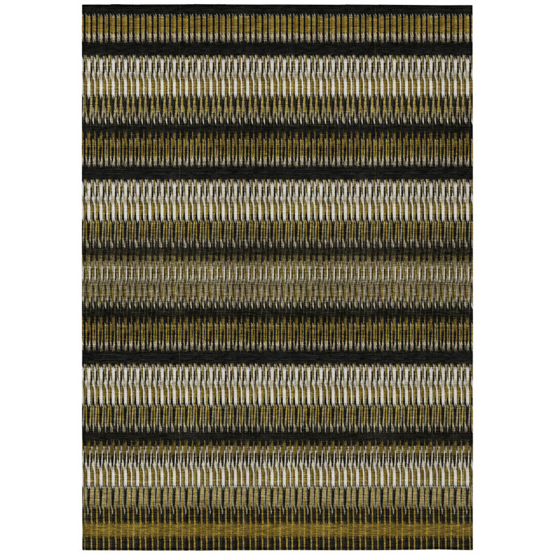 Tapis intérieur lavable rayé ivoire 5 pi x 8 pi, Rectangle 5' X 8'