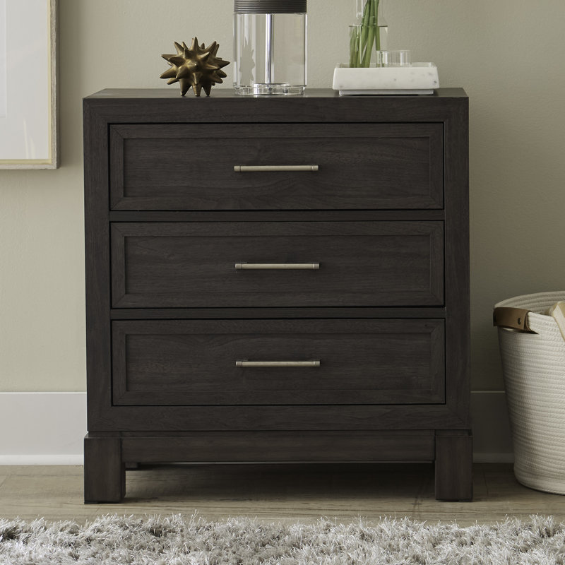 Keniston Rubberwood 3-Drawer Nightstand