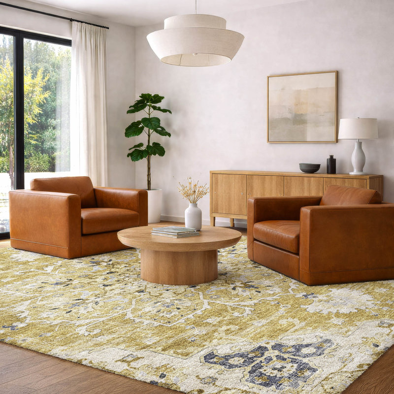 Tapis à poil long de qualité supérieure lavable à la machine ADS93, Doré, 8 pi x 10 pi