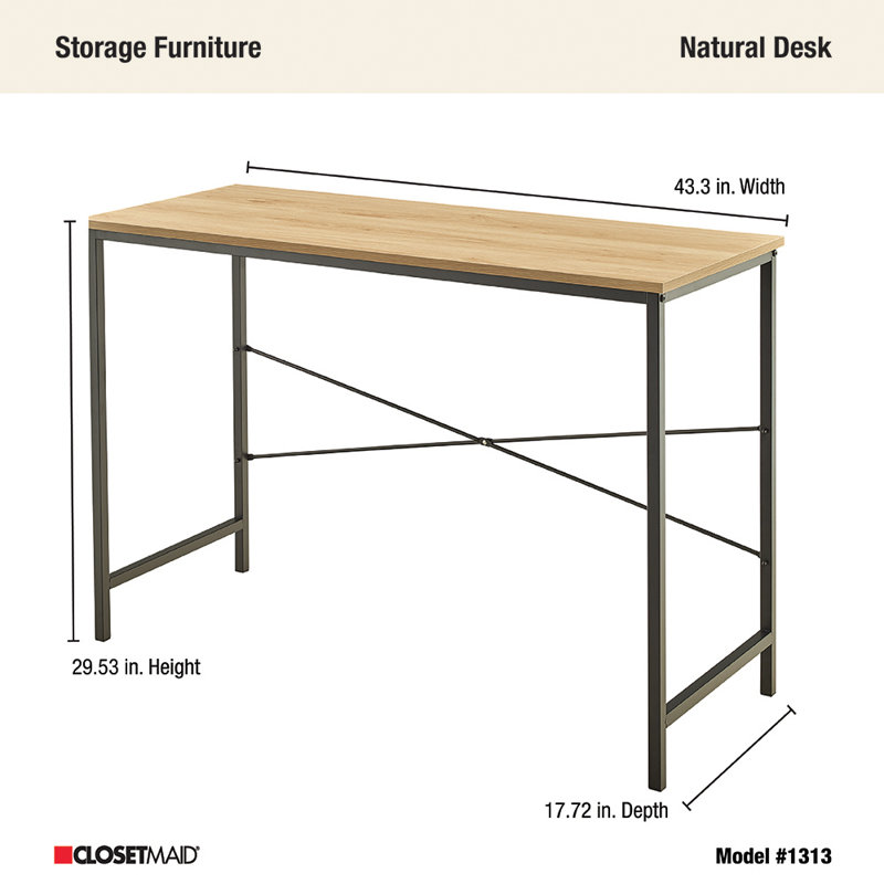 ClosetMaid Industrial Writing Desk, Natural/Black