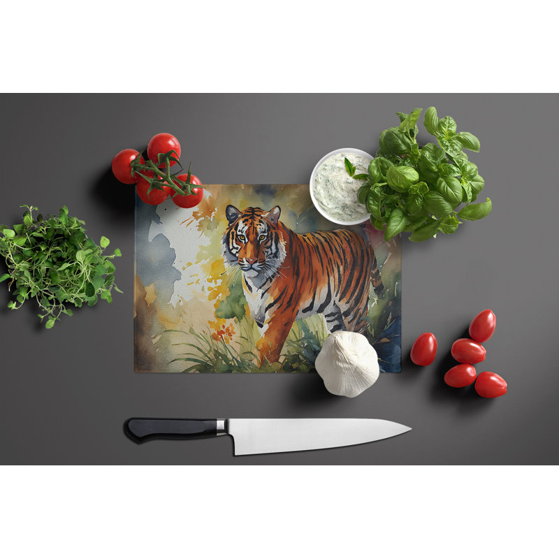 Bengal Tiger Glass Cutting Board Large