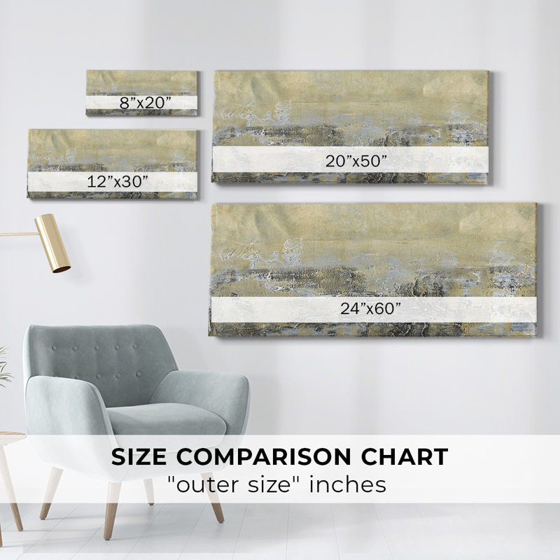 «Gold Horizon I» sur toile, H 12 po x l 30 po x P 1,5 po