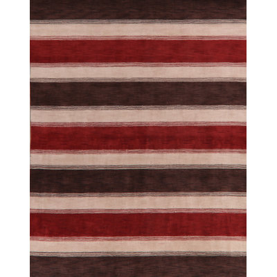 Tapis unique en laine noué à la main Gabbeh nouvel âge rouge / brun 8 pi 11 po x 10 pi 1 po Anielka