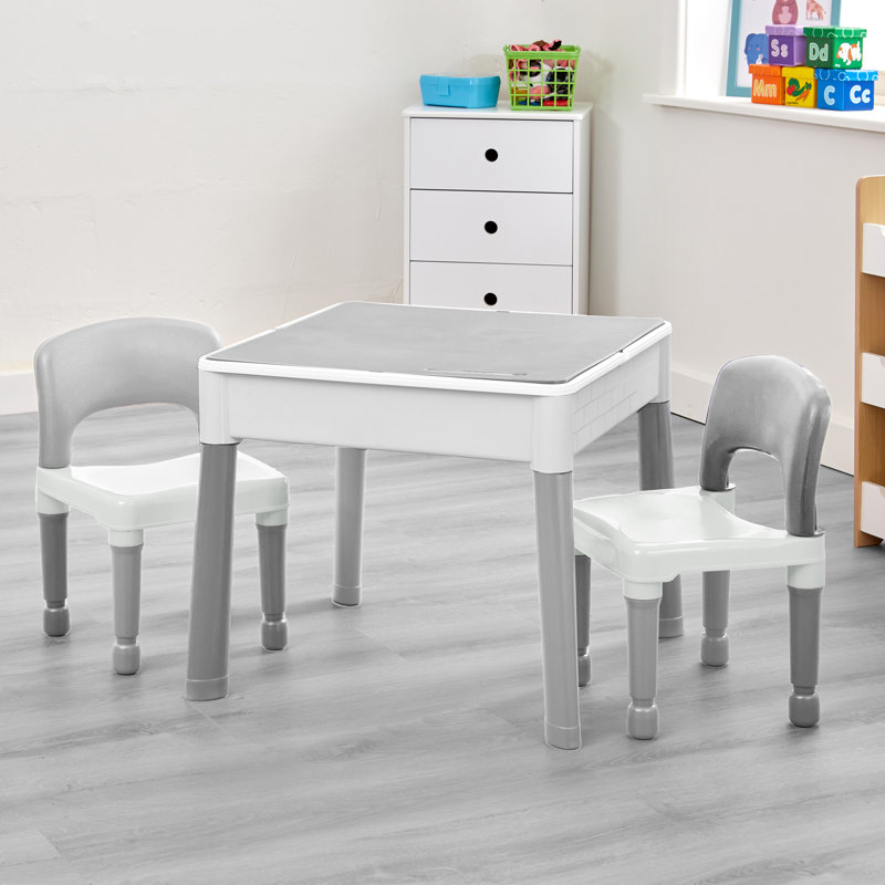 Kids 5-in-1 Grey Activity Table and Two Chairs Set