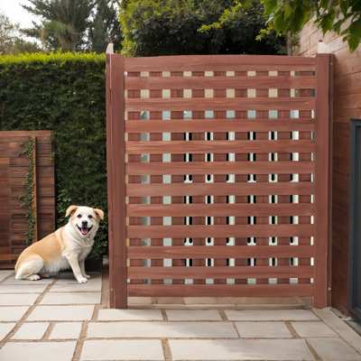3-panel Outdoor Fence Screen, Outside Wood Privacy Fence, 32" W X 38" H by POPULUS TRADING