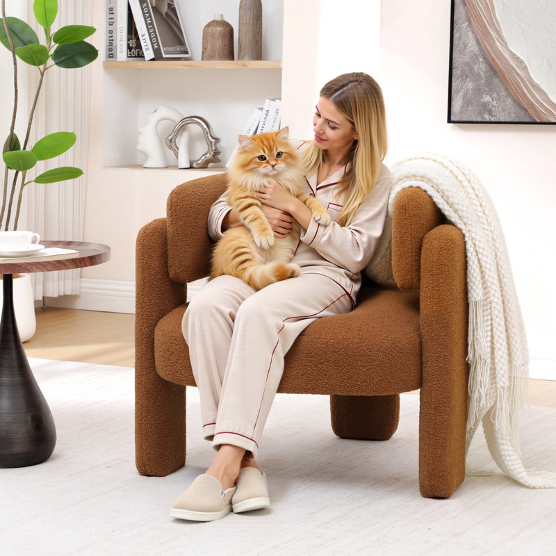 Fauteuil d'appoint demi-tonneau 31,5 po, Brun