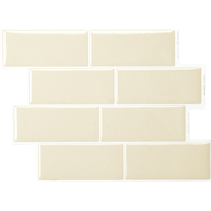 Carreau de dosseret en gel adhésif style métro 12 po x 8 po, Beige