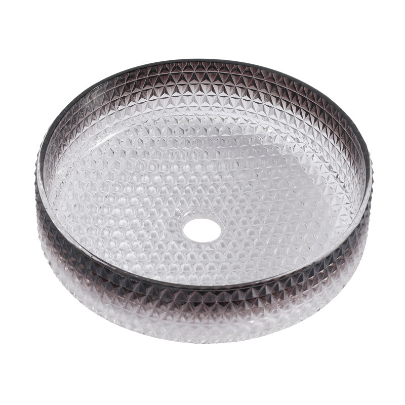 Lavabo de salle de bain vasque circulaire en verre noir COUOKO 15,55 po