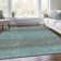 Machine Washable Indoor/Outdoor Xhevrie Teal Rug