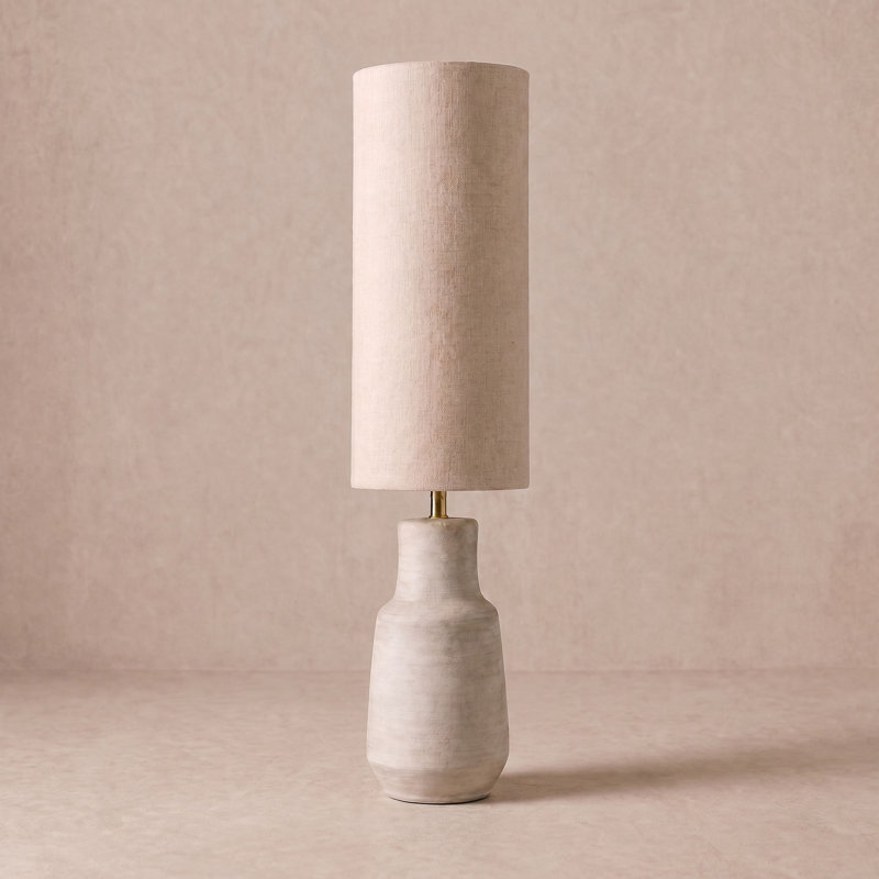 Ceramic Floor Lamp with Linen Shade