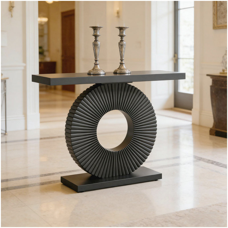 Élégante table de canapé, console en bois, Noir