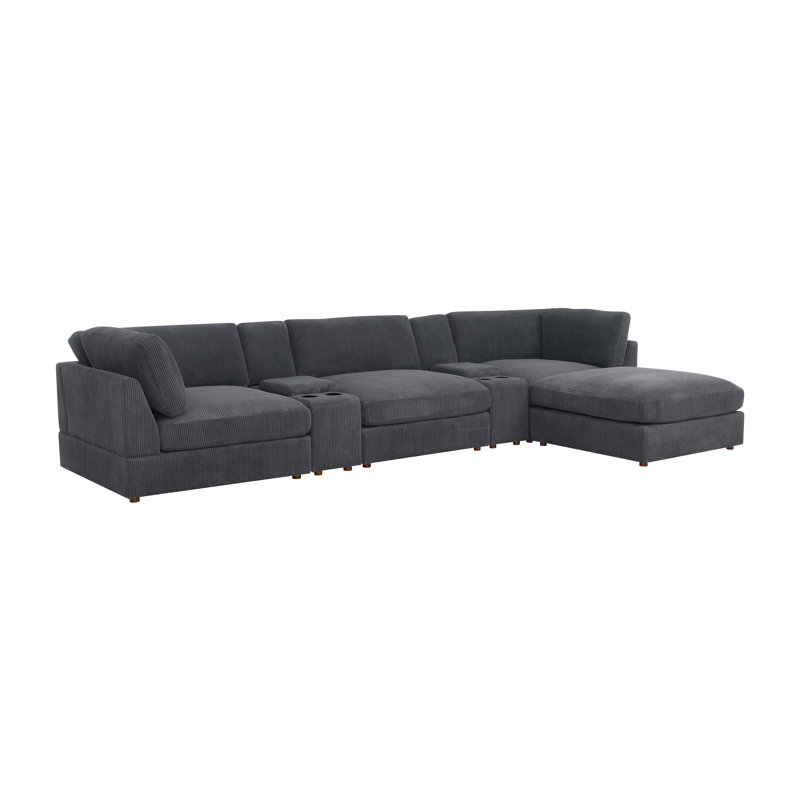 Aysgarth Modular Corduroy Sectional, Dark Gray