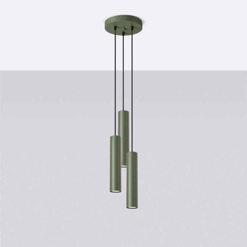 Bergmundur 3 - Light Stainless Steel Pendant, Green