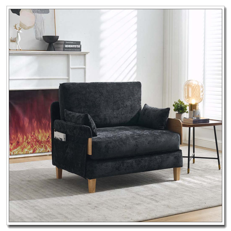 Fauteuil convertible en chenille, Noir