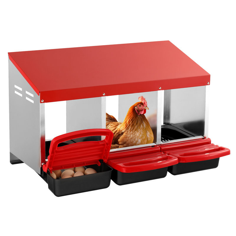 Boîte à nid de poule à 3 compartiments avec boîtes de nidification inclinées