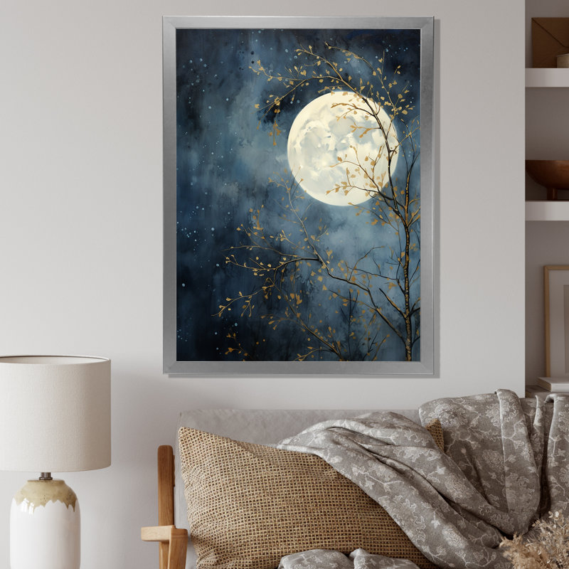 Magical Forest Moons Melody III sur toile, H 32 po x l 16 po x P 1 po, Cadre simple argenté