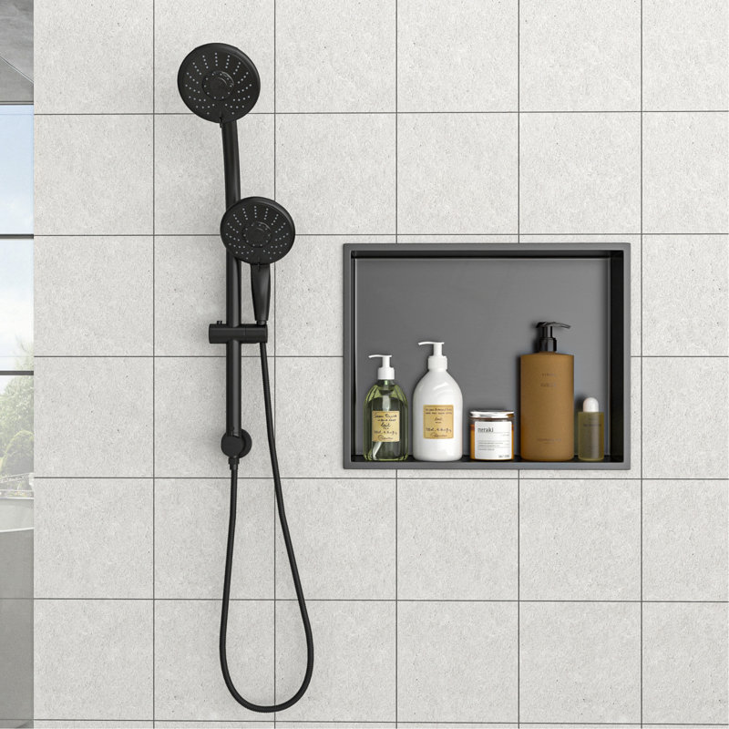 Stainless Steel Shower Niche, Gunmetal Black, 19" H x 15" W x 3.94" D, Gunmetal Black