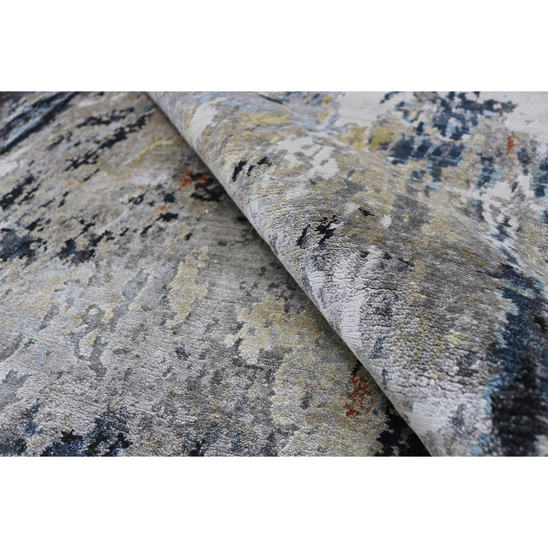 Hand Knotted Abstract Area Rug, Rectangle 6' x 8'