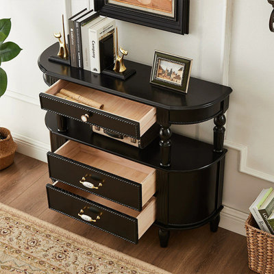 Console noire en bois massif