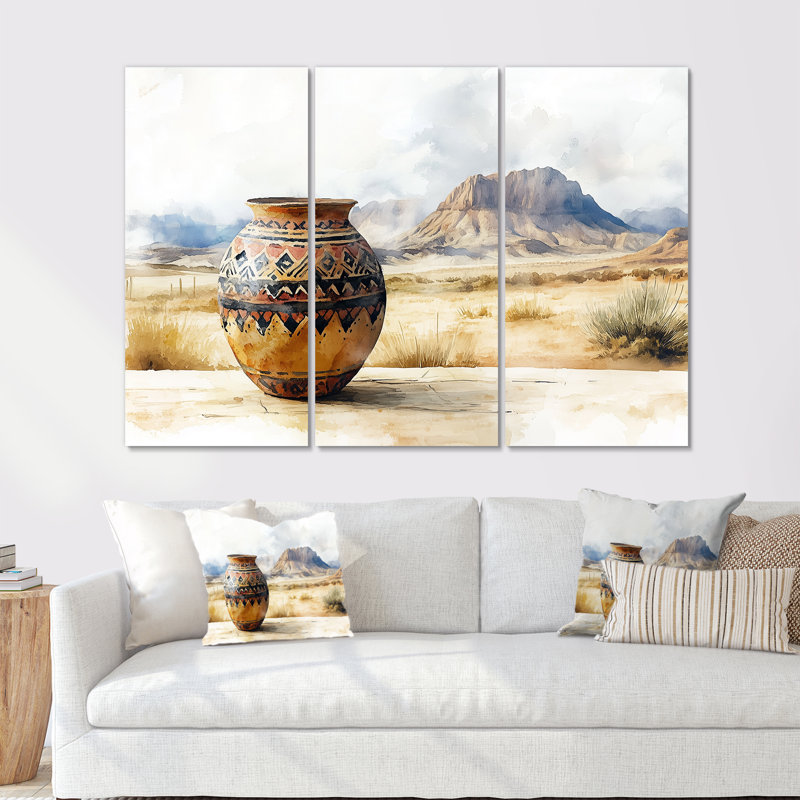 Art africain, poterie du désert, sérénité - ensemble de décorations murales Boho, Métal métal, H 32 po x l 48 po x P 1 po
