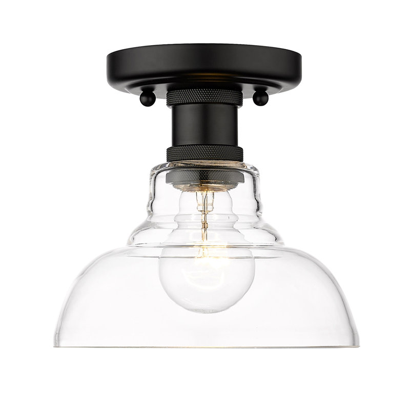 Plafonnier encastré Searcy, Noir mat, Verre transparent