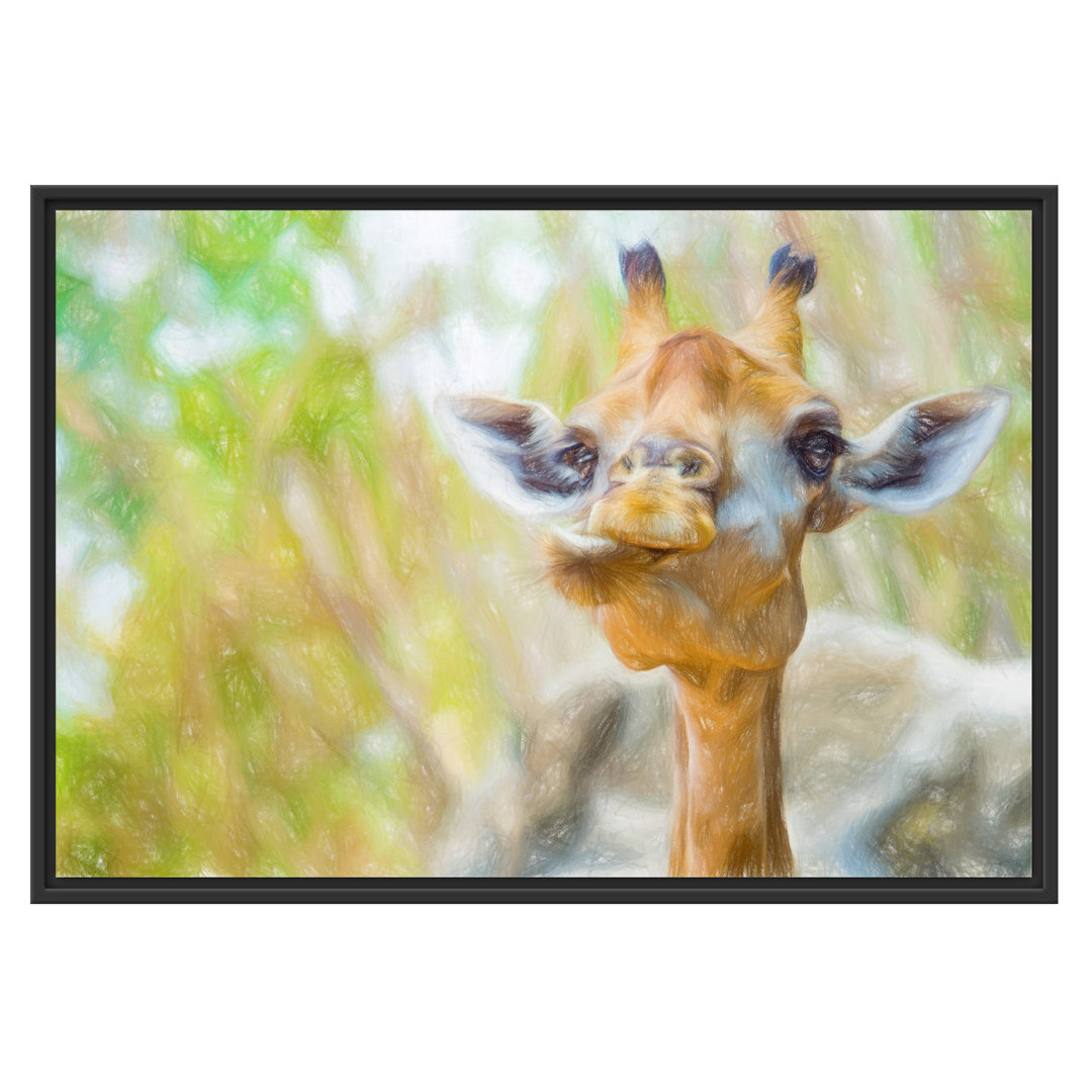 Gerahmtes Wandbild Giraffe in der Natur