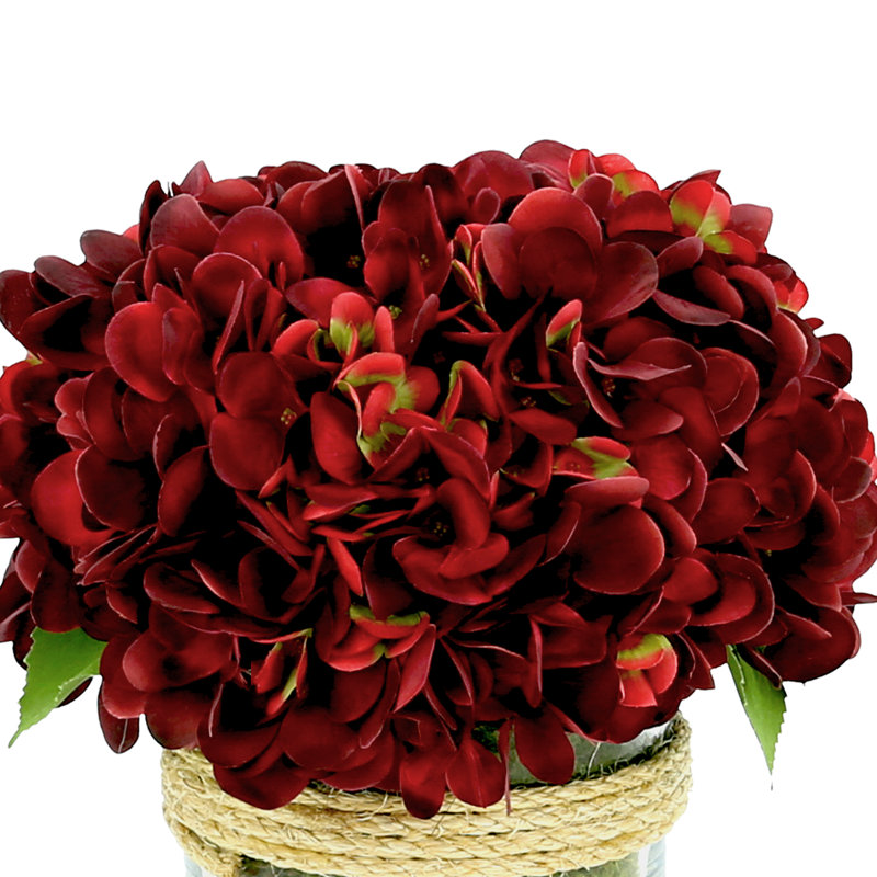 Cream Hydrangea in Rope Glass Vase, Multicolored