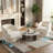 Modern Swivel Barrel Accent Chair, 360° Upholstered Armchair with Striped Backrest & Plush Padding-2108596012