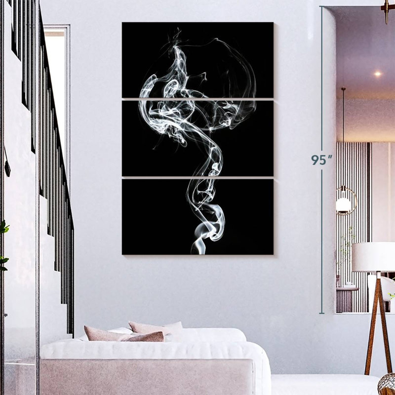 Senne Abstract White Smoke - Medusa, 57" H x 36" W