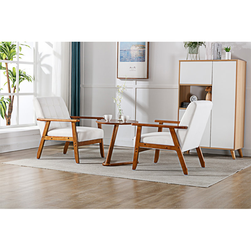 Ensemble de 2 chaises d'appoint avec table d'appoint, Beige