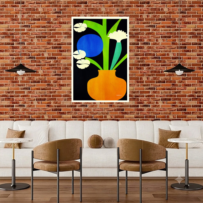 Reproduction d'art mural moderne et moderne à motif floral abstrait, H 48 po x l 32 po