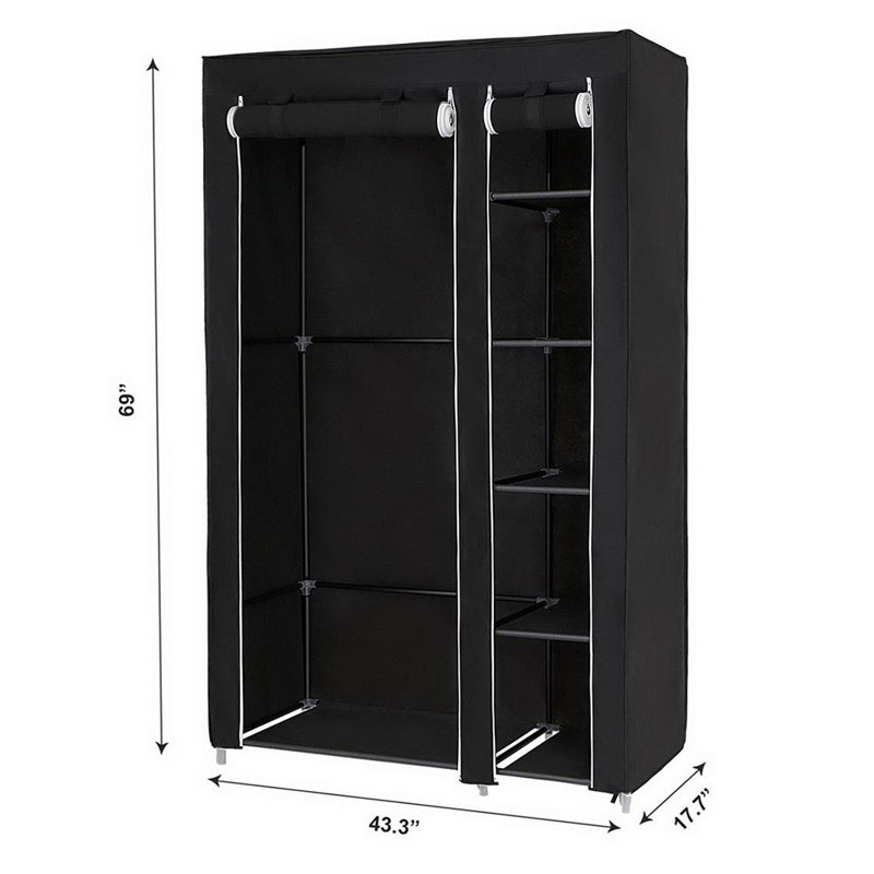 Qualana 59.06'' Portable Wardrobe, Black