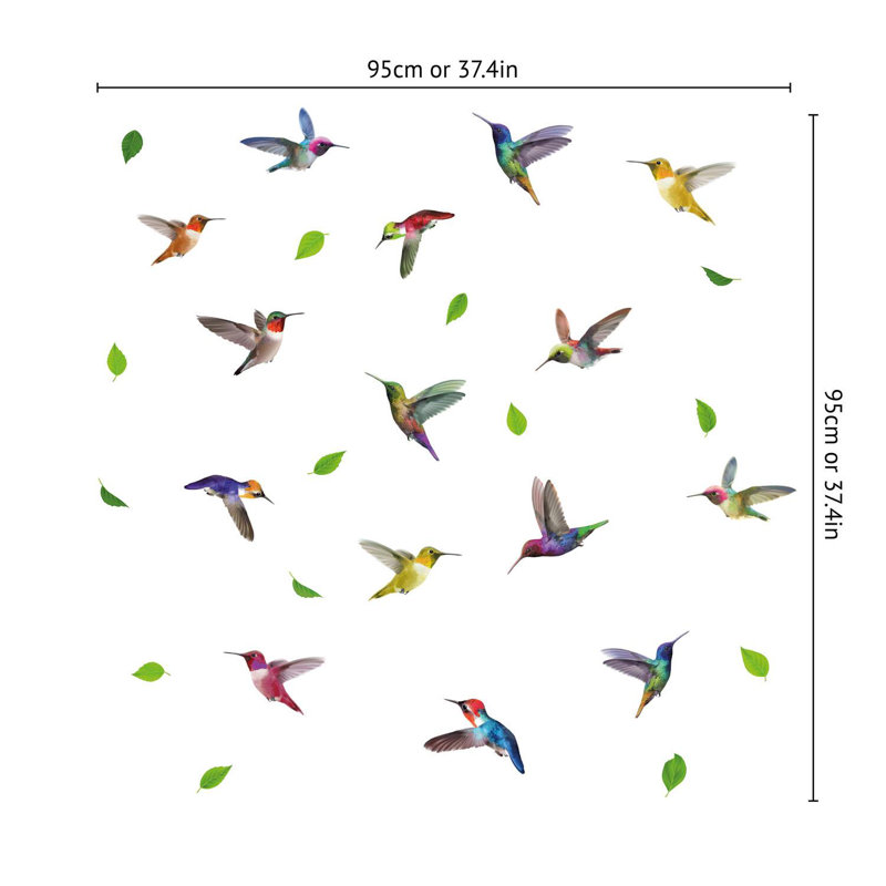Les grandes fenêtres de colibris s'agrippent, H 23,6 po x l 23,6 po x P 0,01 po