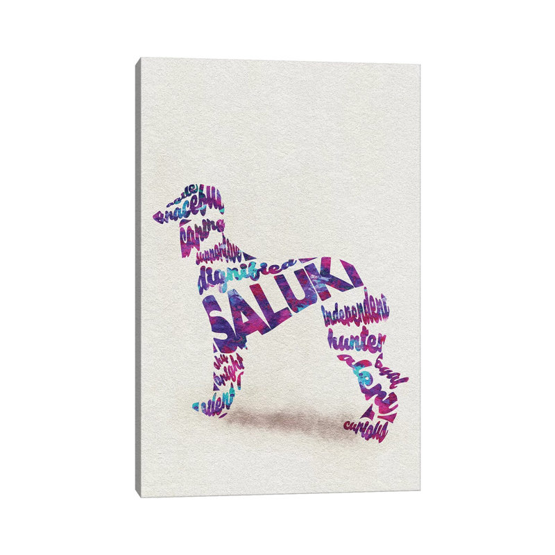 Saluki 1 Piece Wrapped Canvas Wall Art, 20.32 cm H x 30.48 cm W