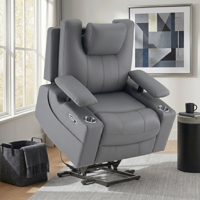 Fauteuil inclinable électrique Power Lift avec massage et chaleur, appui-tête réglable indépendant, ports USB et porte-gobelets