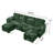 102.36" W  Corduroy  U Shaped Sectional Sofa-383722103