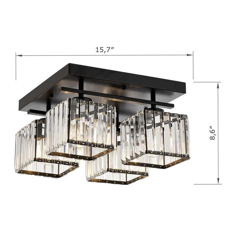 Plafonnier encastré 4 lumières, Bronze / Noir