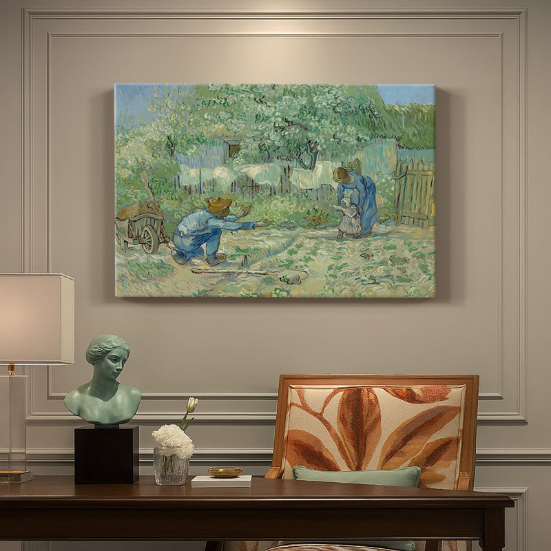 Premiers pas, d'après Millet-Vincent van Gogh-Toile tendue avec châssis-1890, 40 x 60