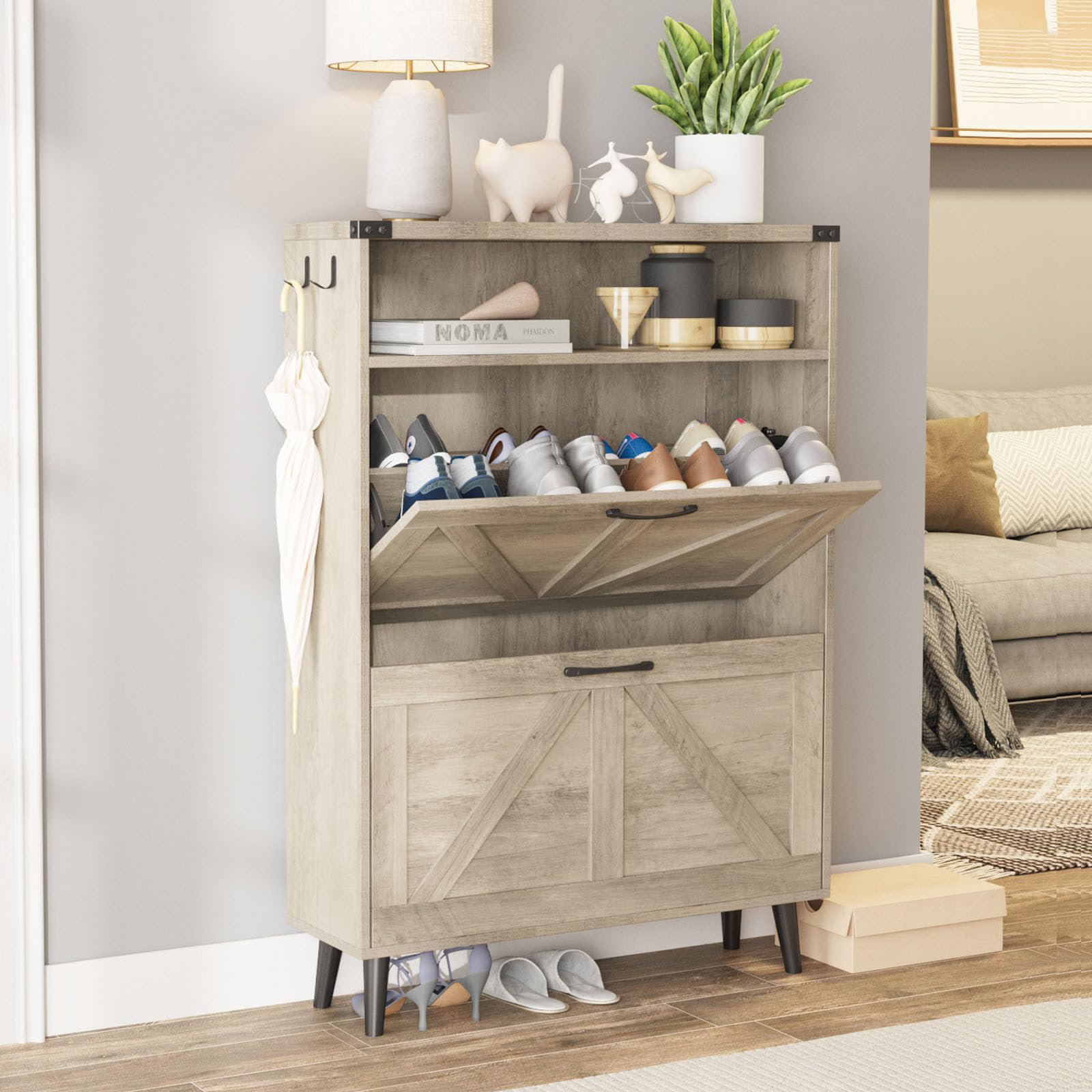 Gray Red Barrel Studio® Shoe Storage Cabinet & Reviews | Wayfair