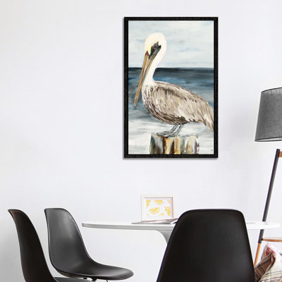 Muted Perched Pelican by Julie Derice - Painting on Canvas