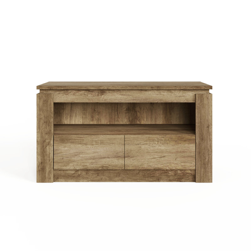 Ellowyn Unfinished TV Stand for TVs up to 43", Oak Wood