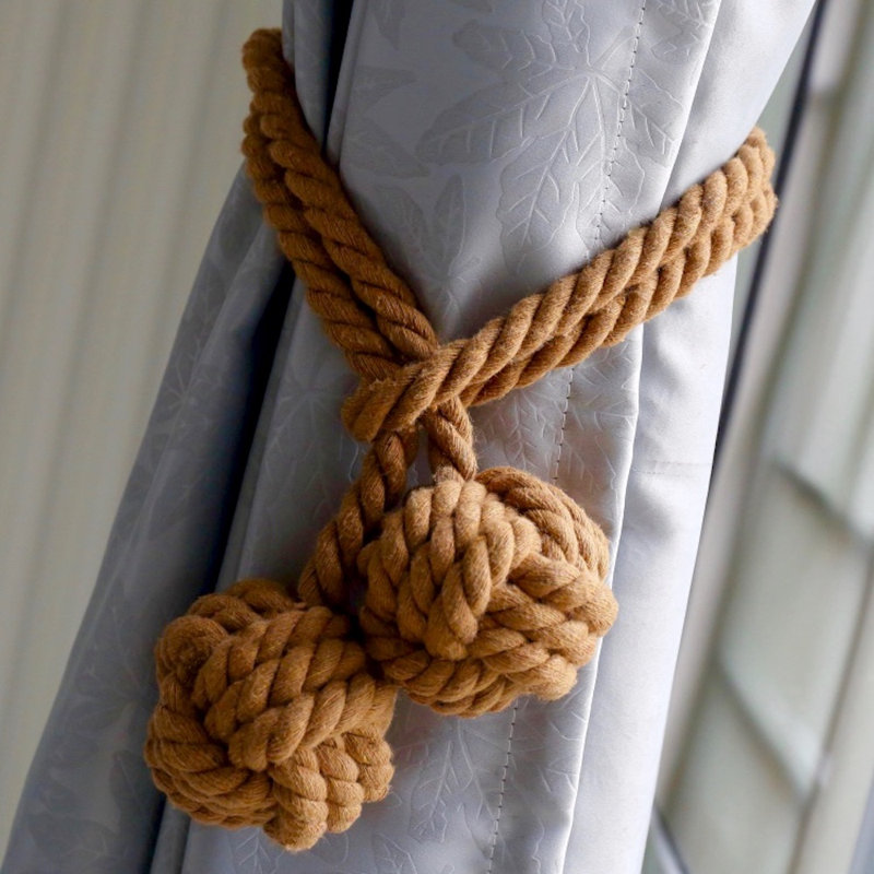 Gitane Rustic Rope Curtain Tieback with Decorative Knot (Set of 2), Brown