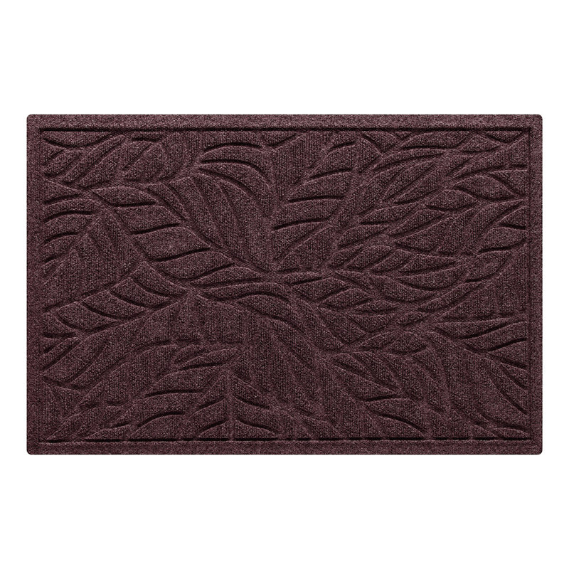 WaterHog Tropical Leaves 23 in. X 35 in. Indoor Outdoor Door Mat, Burgundy